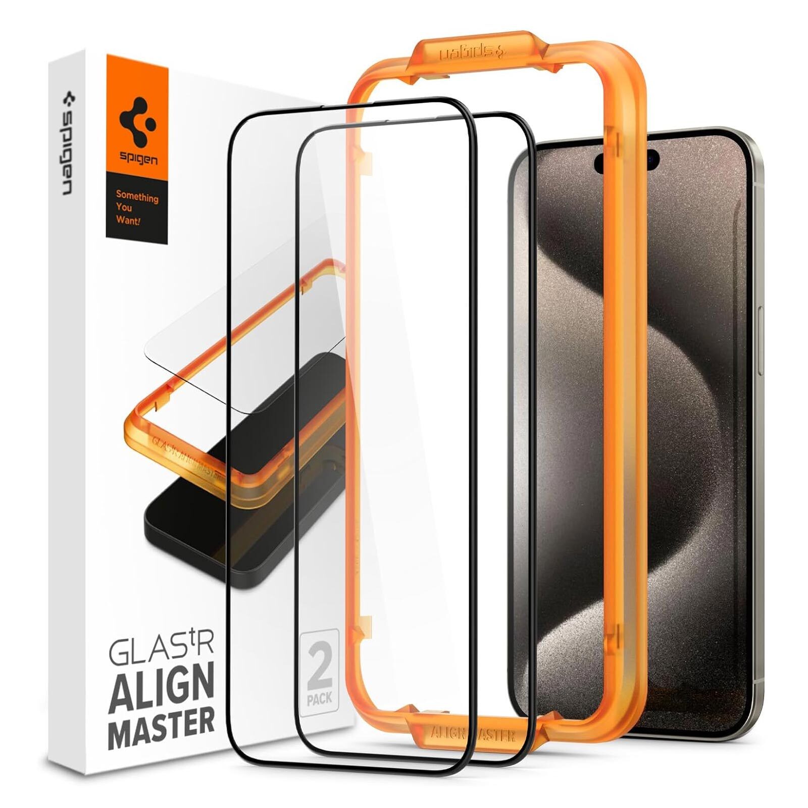iPhone 15 Pro Max Glass Screen Protector AlignMaster GLAS.tR Full Cover 2PCS