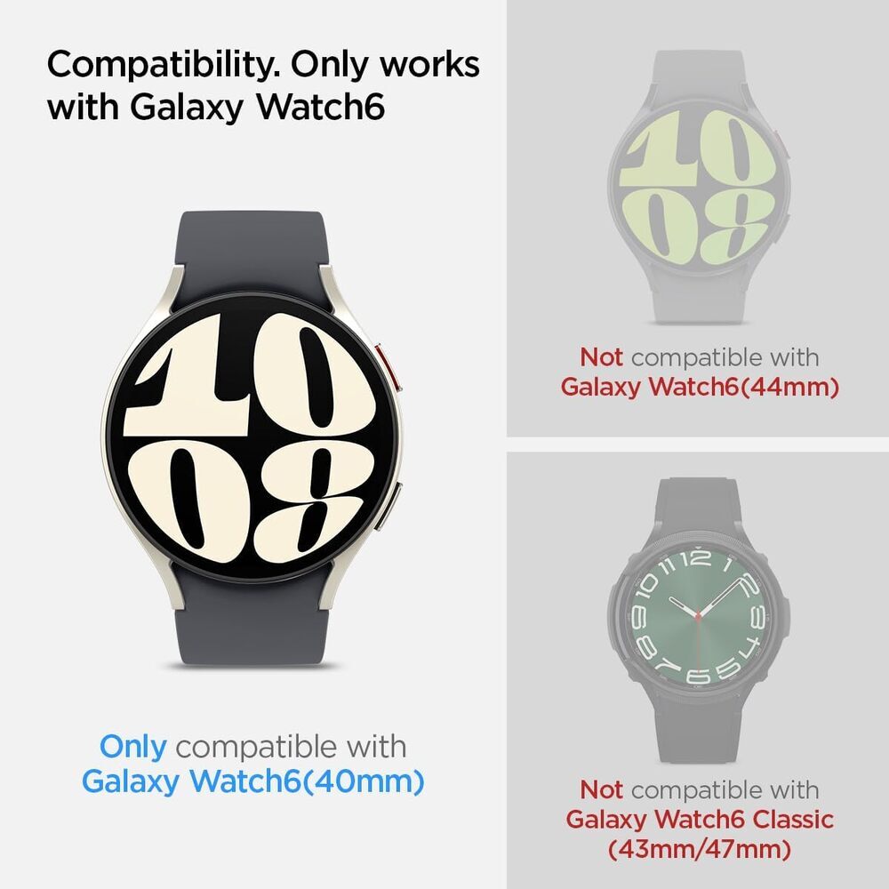 SPIGEN Glas.tR EZ Fit 2PCS Glass Screen Protector for Galaxy Watch 6 40mm