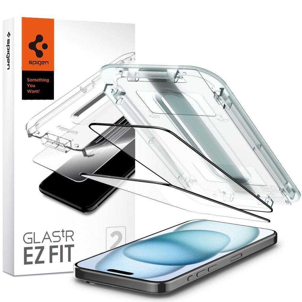 iPhone 15 Glass Screen Protector EZ Fit GLAS.tR Full Cover 2PCS