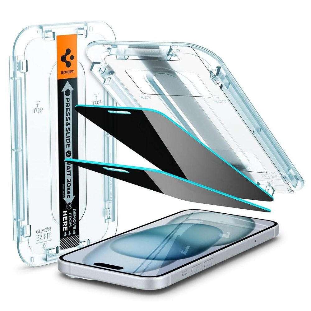 iPhone 15 Glass Screen Protector EZ Fit GLAS.tR Privacy 2PCS
