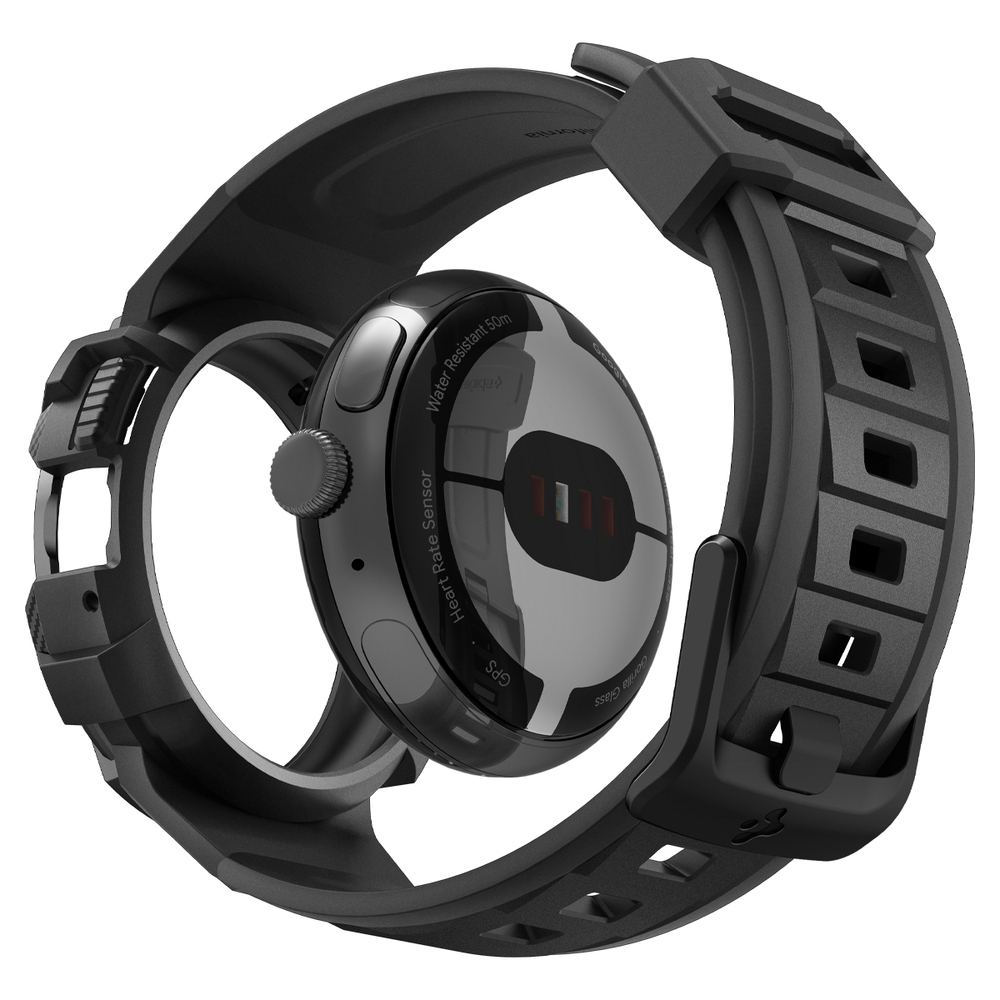 Custodia Spigen Rugged Armor Per Google Pixel Buds 2a (2025) – TPU Resistente, Moschettone Incluso, Nero Opaco