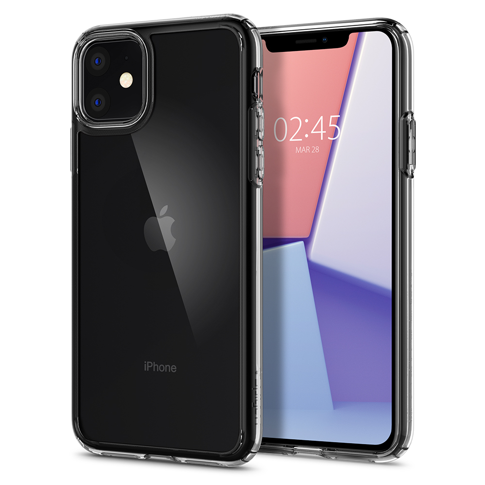 iPhone 11 Black with Spigen Ultra Hybrid Crystal Clear Case : r/iPhone11