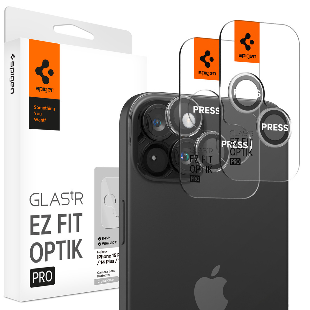 SPIGEN GLAS.tR EZ Fit Optik Pro 2PCS Glass Camera Lens Protector for iPhone  15 / 15 Plus / 14 / 14 P
