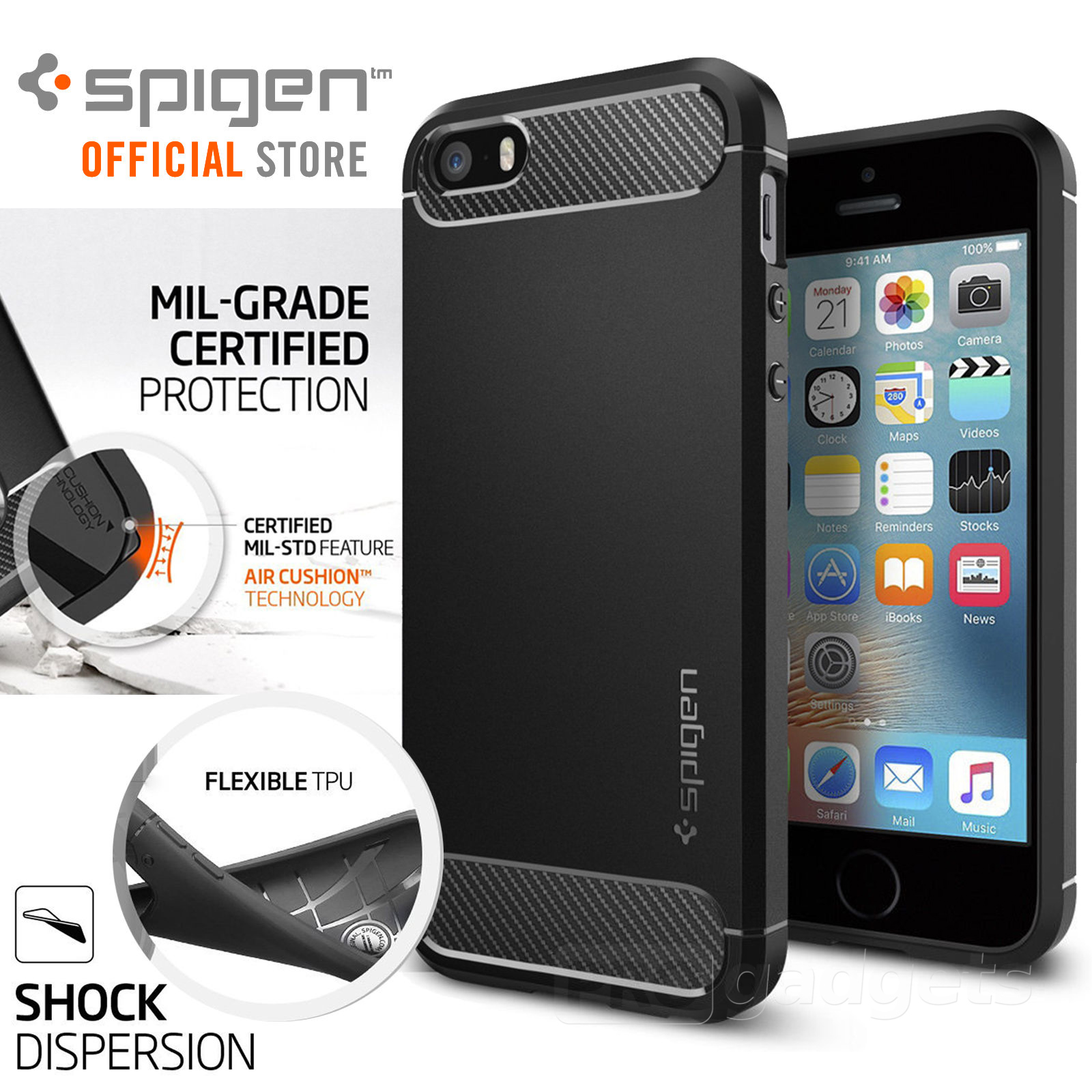 Spigen IPhone SE Case Rugged Armor 041CS20167 spigen-iphone-se-case-rugged-armor-041cs20167