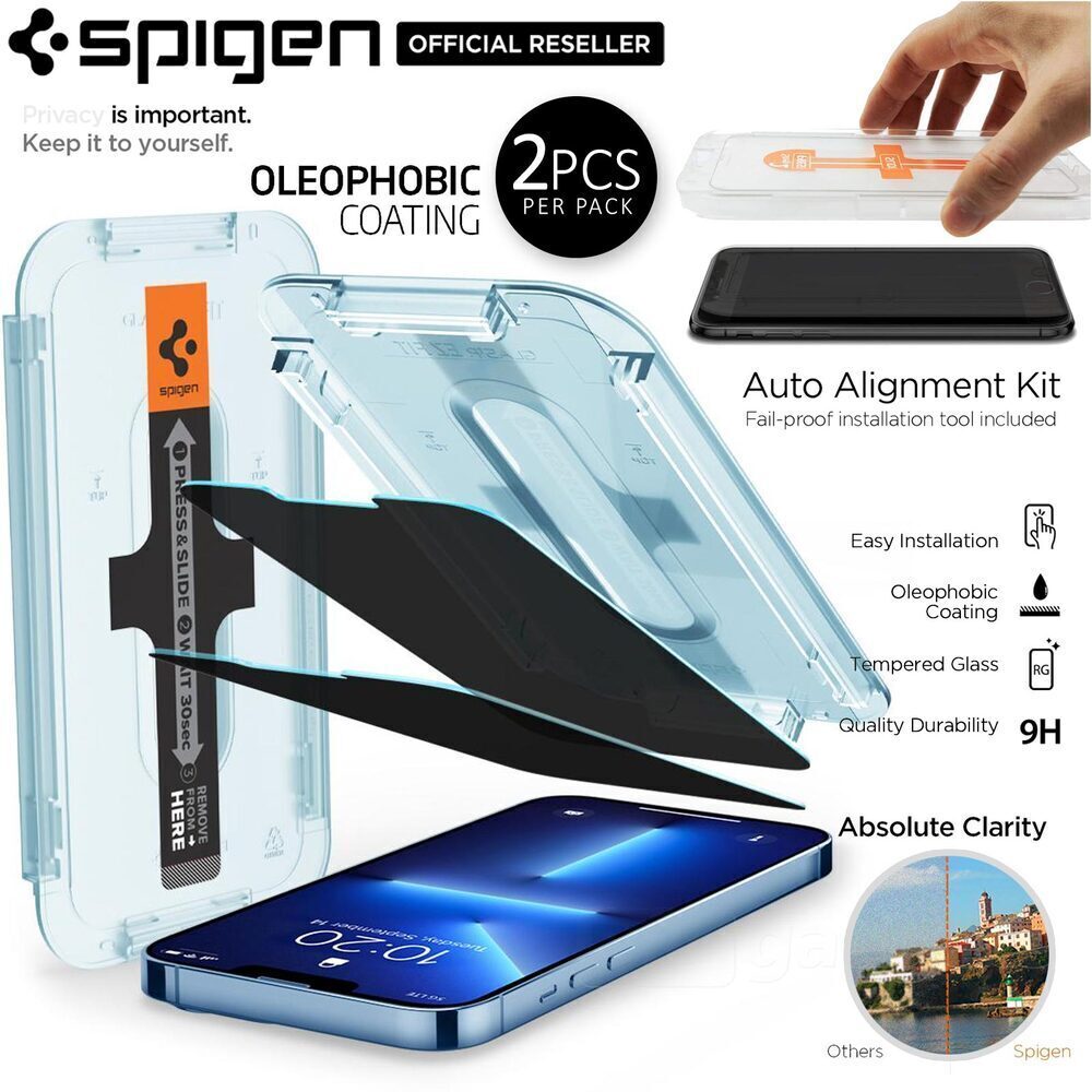 SPIGEN GLAS.tR EZ Fit Privacy 2PCS Glass Screen Protector for iPhone 14