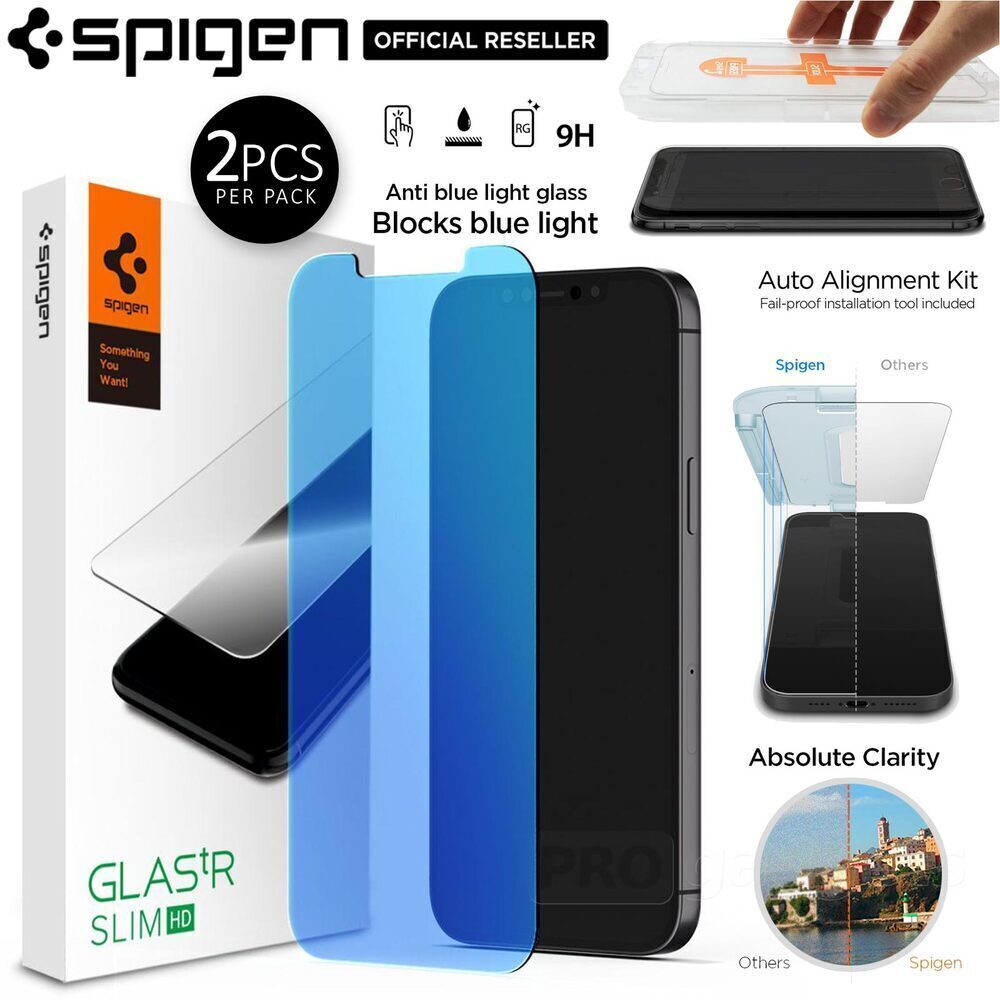 SPIGEN GLAS.tR EZ Fit Anti Blue 2PCS Glass Screen Protector for iPhone