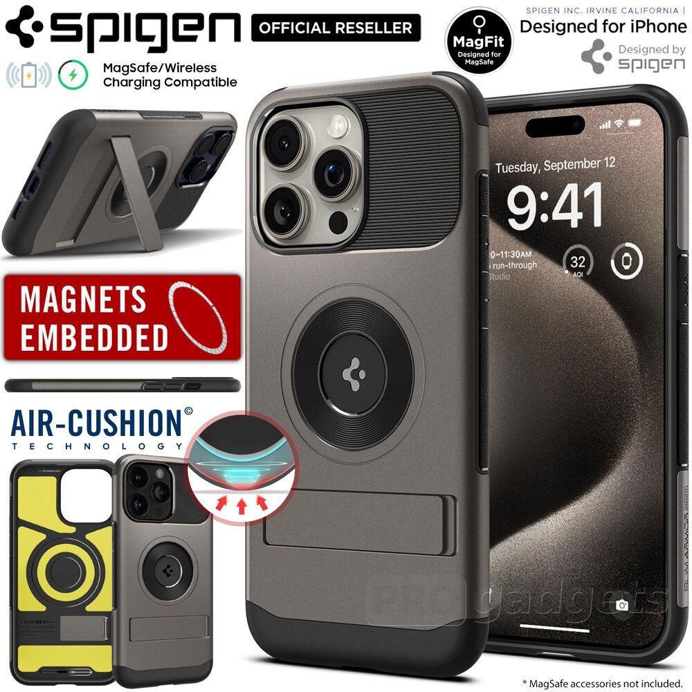 Spigen Slim Armor MagFit Case For IPhone 16 Series - Kickstand & Shockproof, MagSafe Compatible