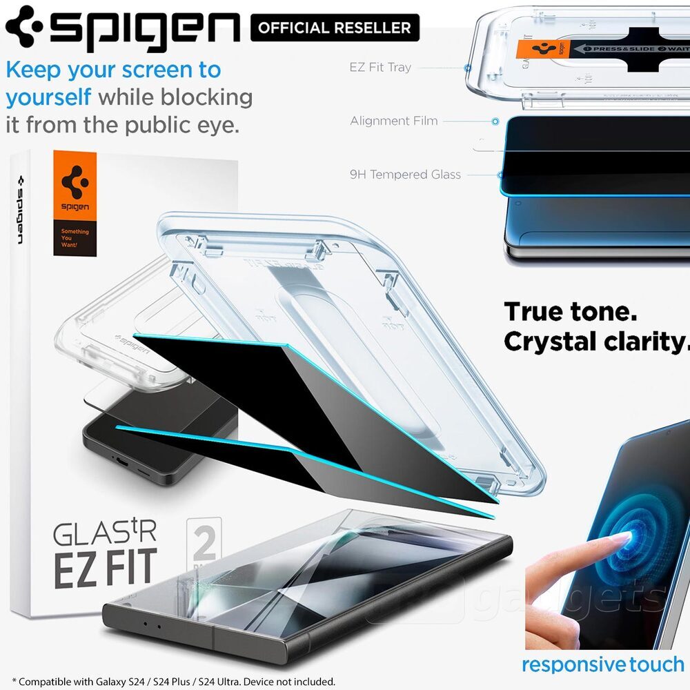 SPIGEN Glas.tR EZ Fit Privacy 2 Pcs Glass Screen Protector for Galaxy ...