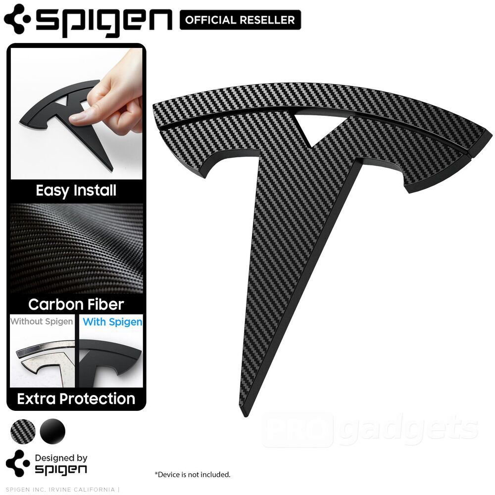 Spigen Cover Emblema Per Tesla Model 3 Highland 2024 - Nero, Protezione Logo Anteriore